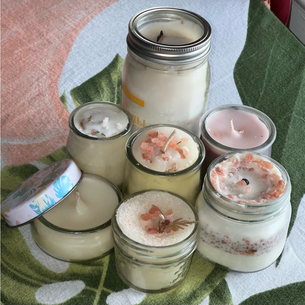 Organic Beeswax Candles w/ Herbs & Pink Himalayan Sea Salt, Unscented 🐝